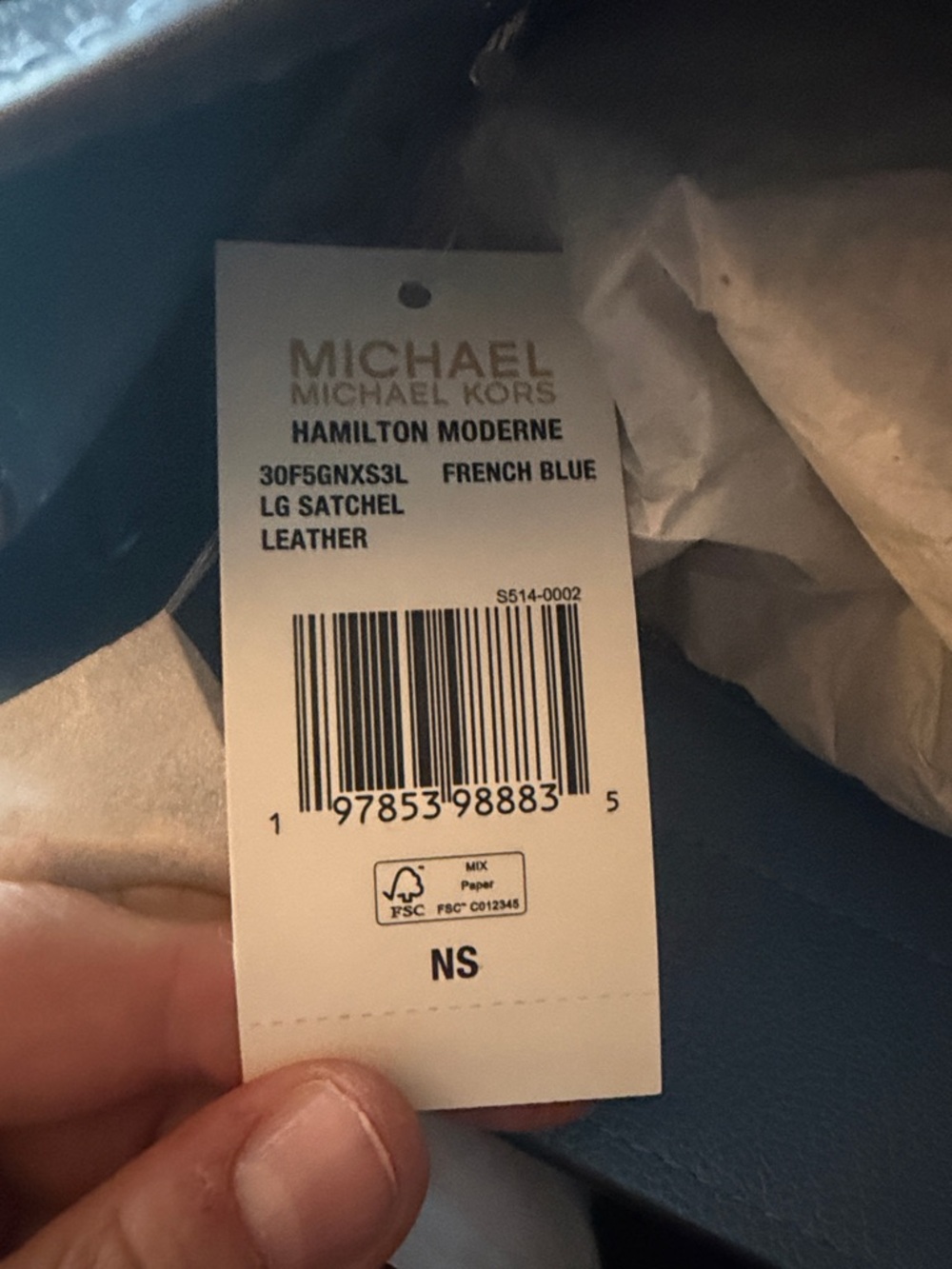 Michael Kors Navy Leather Satchel with Gold Hardware - Picture 5 of 8